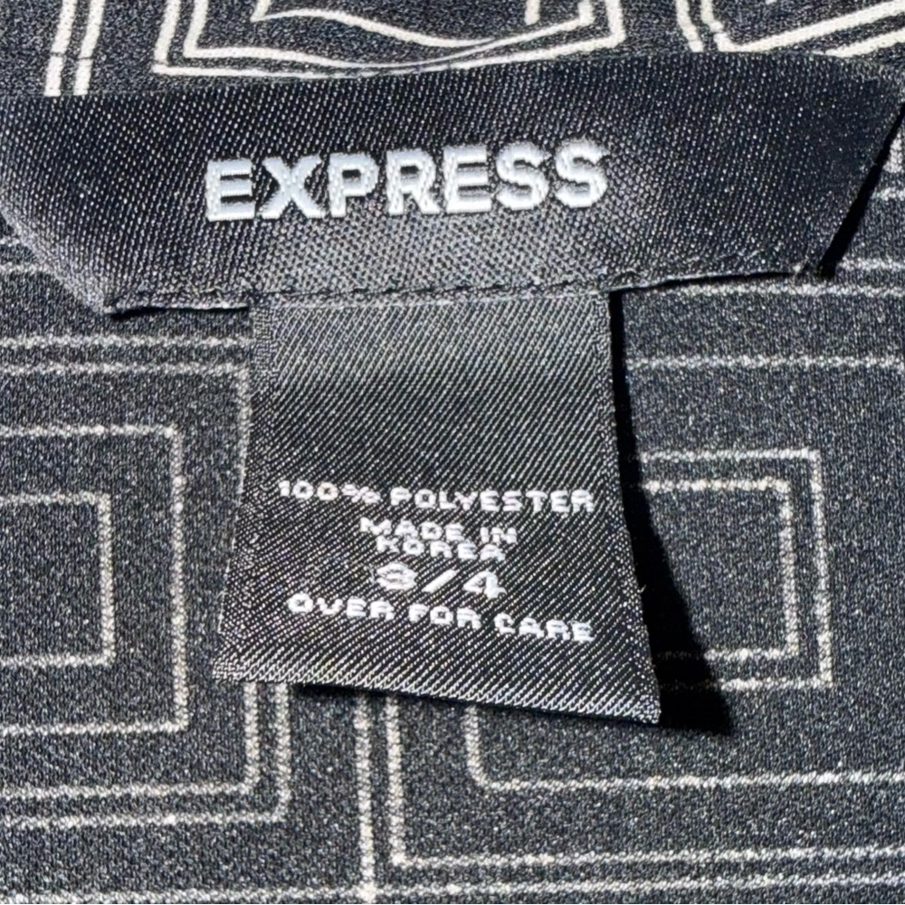 Express Geometric Patterned Wrap Black Dress - image 2